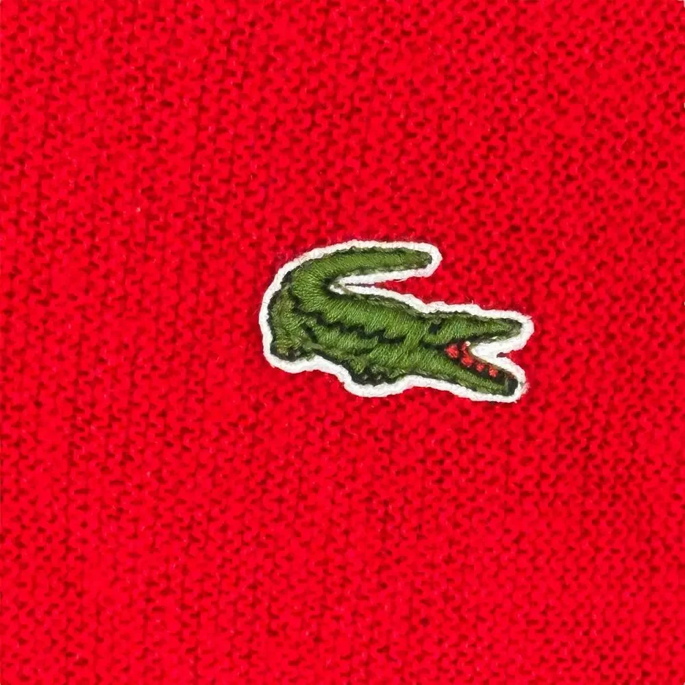 Vintage Izod Lacoste Sweater Mens Large Grandpa Christmas Red Vneck USA *READ*